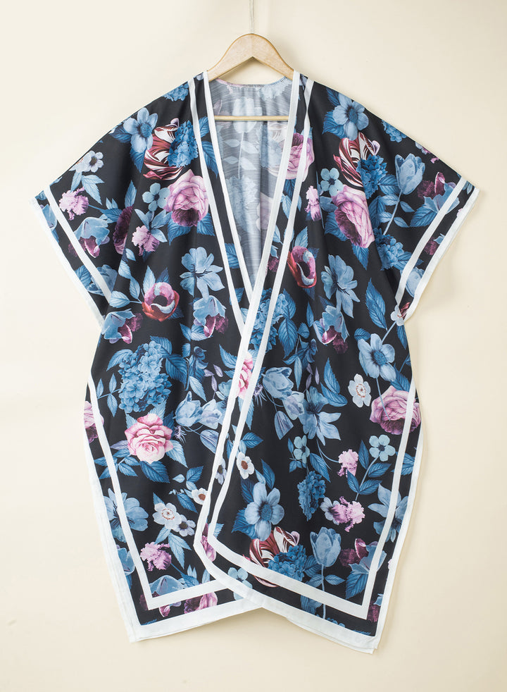 LC85453-102, Black Dokotoo Womens 2024 Fashion Print Kimono Tassel Casual Cardigan Loose Cover up